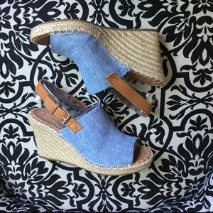 Toms Monica Chambray Slingback Espadrille Size 7.5